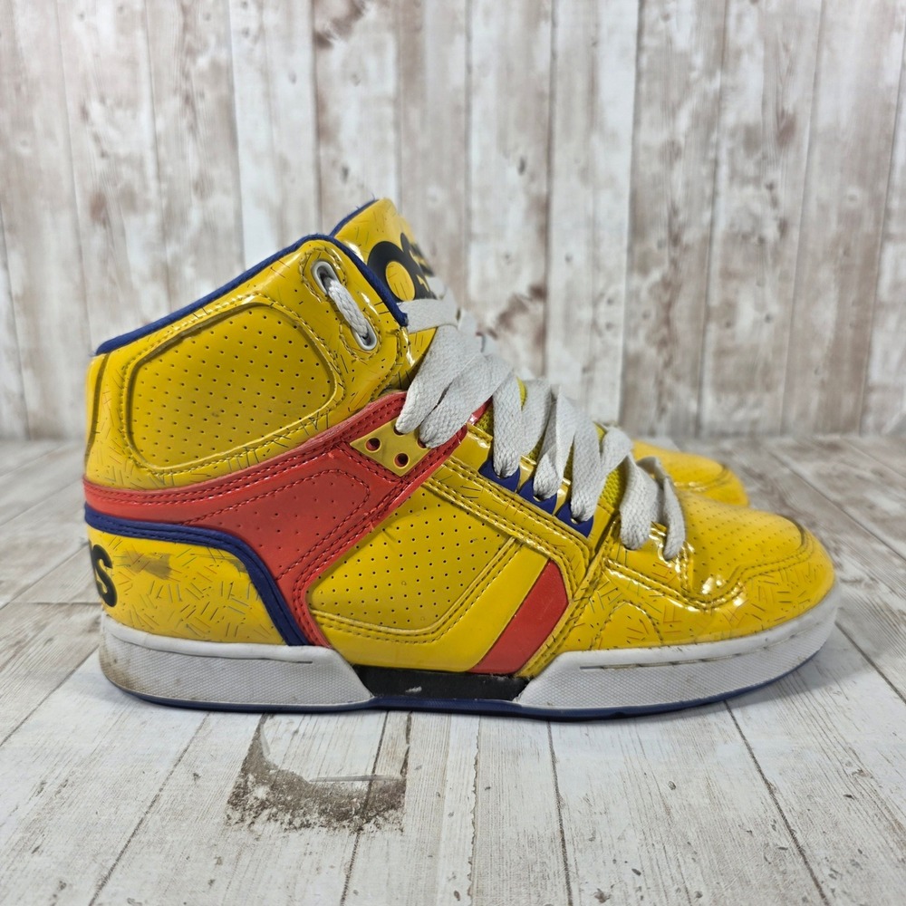 Osiris NYC 83 SLM GIRL Yellow Patent High Top Skate‎ Shoes Womens 9 Retro Skater